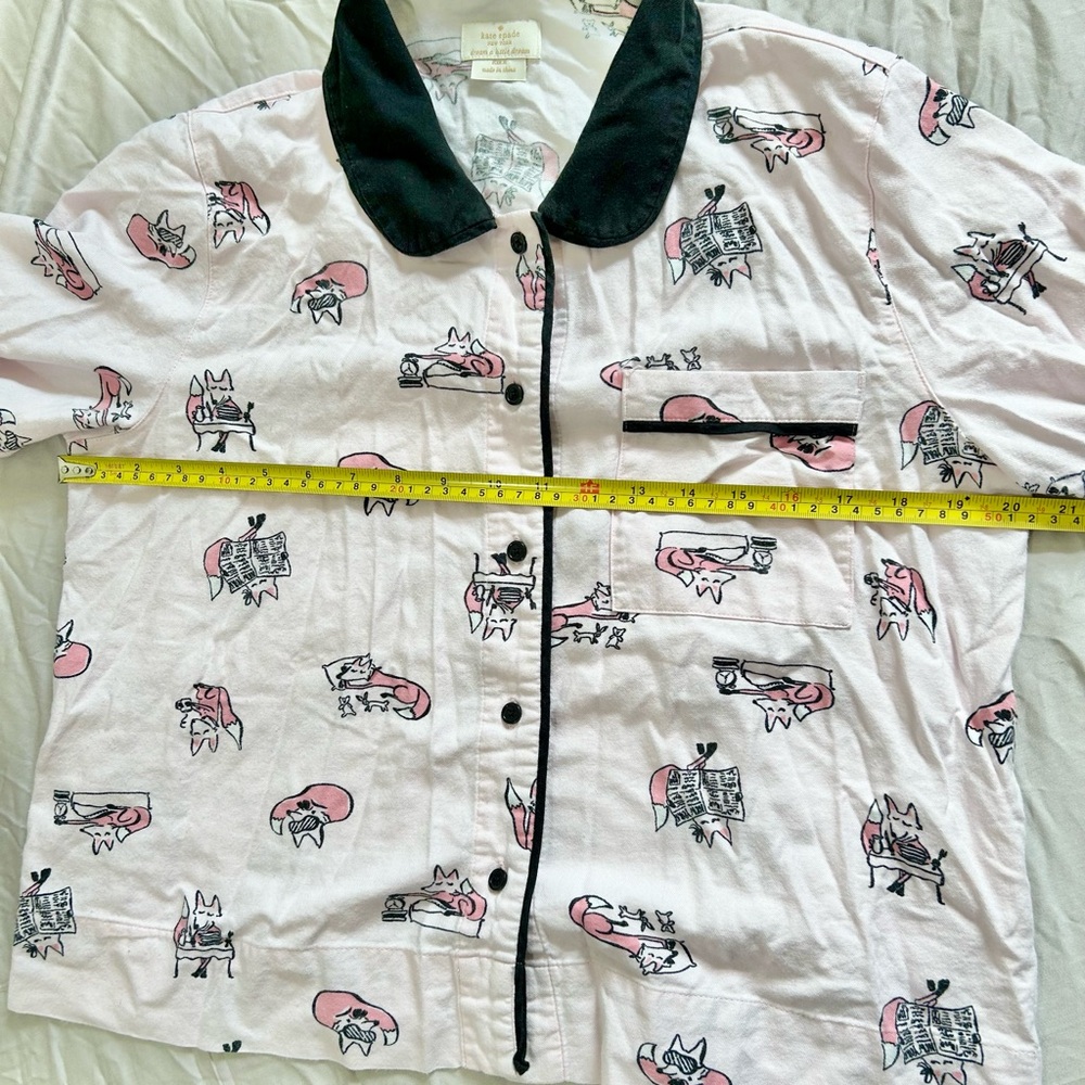 Kate Spade Foxy Lady Pink and Black Print Pajama Set Size Medium - Picture 5 of 11